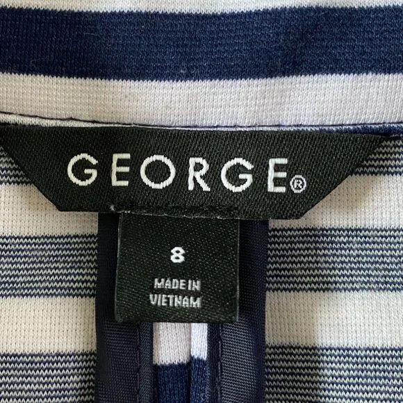 George Navy & White Striped Blazer Jacket Size 8 Nautical Office Core Academia - Picture 3 of 11